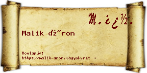 Malik Áron névjegykártya