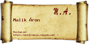 Malik Áron névjegykártya